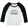 thumbnail image 1 of Little Dumpling Wonton Dimsum Bao Funny T shirt For Baby, Newborn Babies T-shirts, Infant Tops, 0-24M Kids Graphic Tees Clothing (Long Black Raglan T-shirt, 0-6 Months), 1 of 4