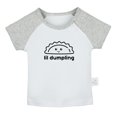 thumbnail image 1 of Little Dumpling Wonton Dimsum Bao Funny T shirt For Baby, Newborn Babies T-shirts, Infant Tops, 0-24M Kids Graphic Tees Clothing (Short Gray Raglan T-shirt, 0-6 Months), 1 of 4