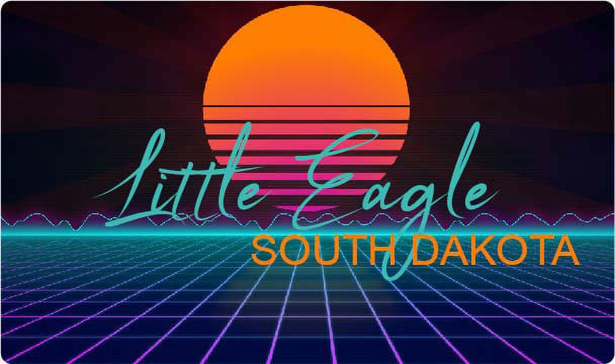 Little Eagle South Dakota 4 X 2.25Inch Vinyl Decal Stiker Retro Neon Design