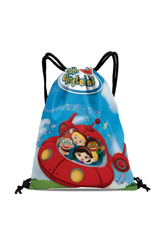 Little Einsteins-theme Drawstring Backpack Sports Gym Bag Water Resistant String Bag Cinch Bag12"X16"30X40cm