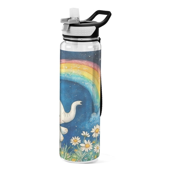 Little Elephants Rainbow Sports Water Bottle 32oz with Straw for Kids Travel Mug BPA Free Leak Proof for School