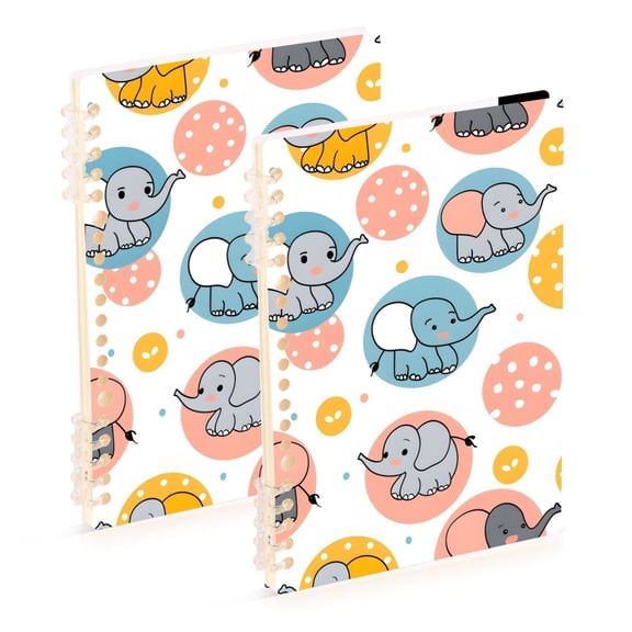 Little Elephants in Circles Notebook Detachable Coil Notebook Diary Plan Book A5 Size 60 Pages 1 Pack