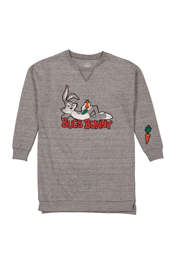 Little Eleven Paris Girls Grey Bugs Bunny Shirt Dress, Size 12Y