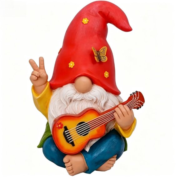 Little Elf Playing Guitar Resin Garden Statue