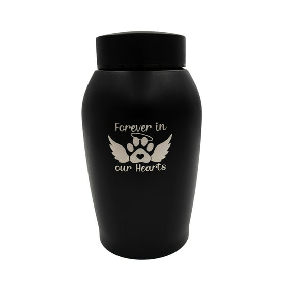Little Family Members Pet Cremation Urn Engraved Stainless Steel Small Black D2