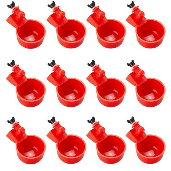 Little Family Members Red Poultry Gravity Water Cups Automatic Drinker 12-Pack