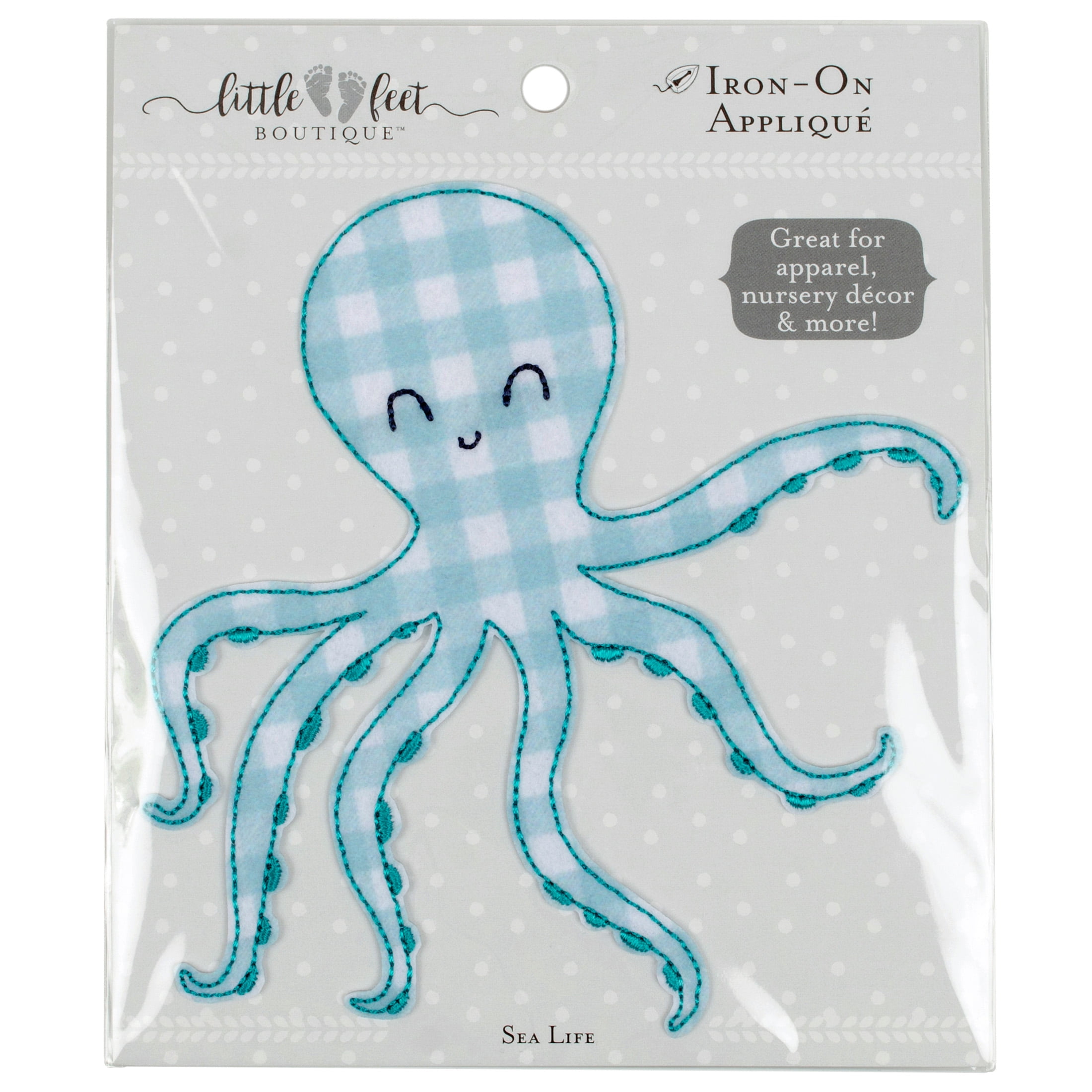 Little Feet Boutique Sea Life Octopus Iron-On Appliqué, Multi-Color 1 Piece