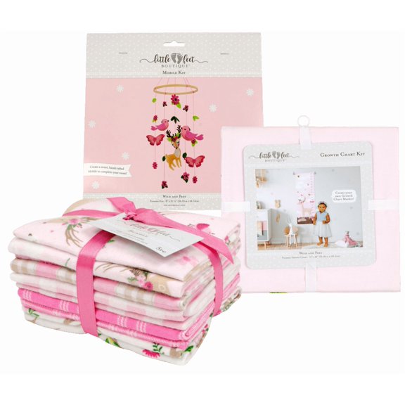 Little Feet Boutique Wild & Free Collection Pack, 5pc Bundle/Growth Chart/Mobile, Multicolor 3 pieces