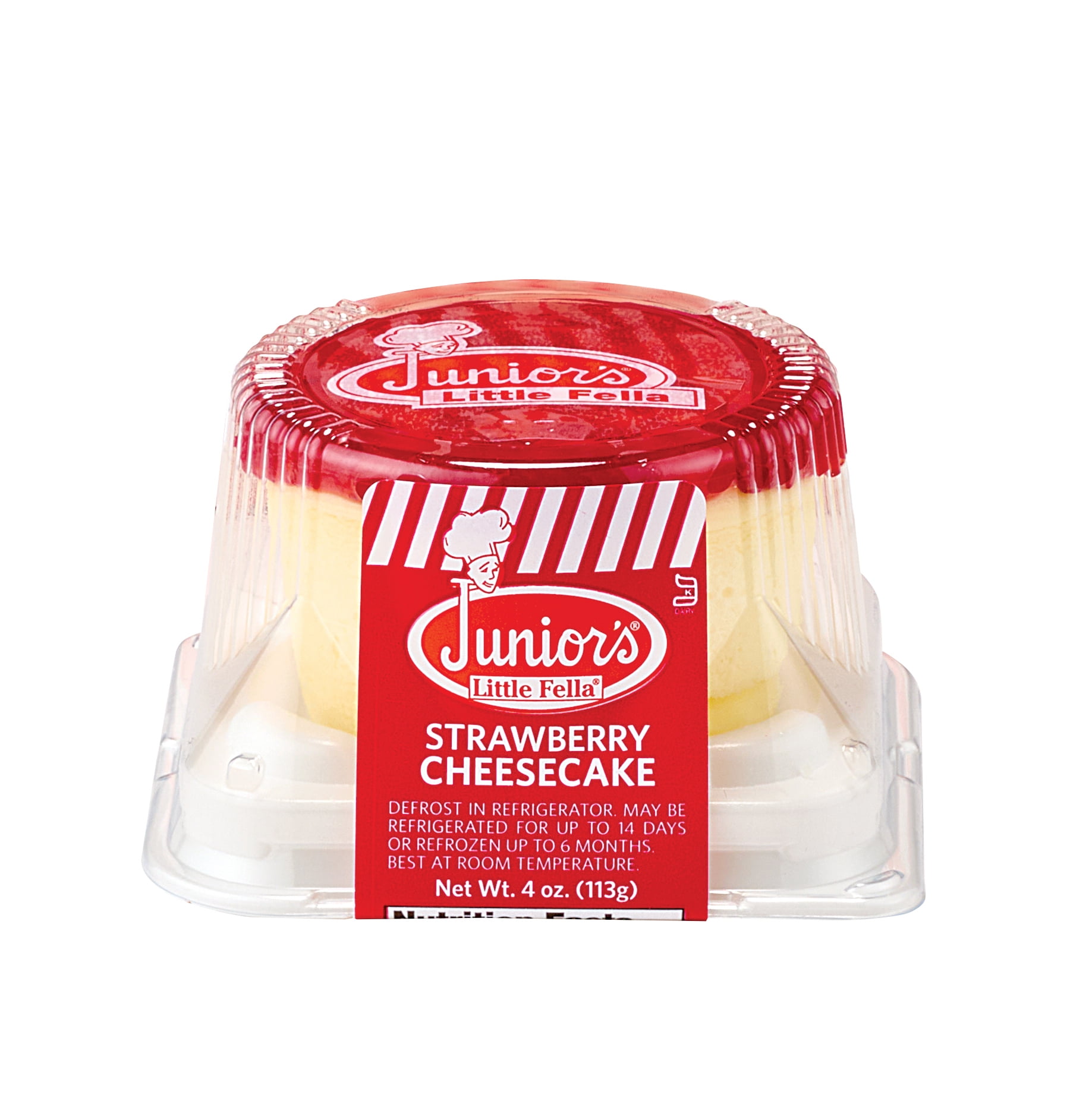 Junior's Little Fellas Strawberry Topped New York Style Cheesecake, 4 oz, Frozen