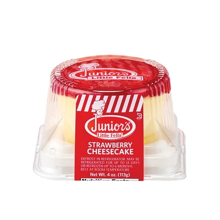 Junior's Little Fellas Strawberry Topped New York Style Cheesecake, 4 oz, Frozen