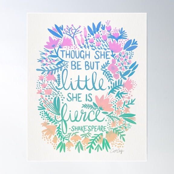 Little & Fierce – Lavender Mint Ombré Poster Wall Art, Modern Wall Decor For Living Room Bedroom, 16x24 UNFRAMED