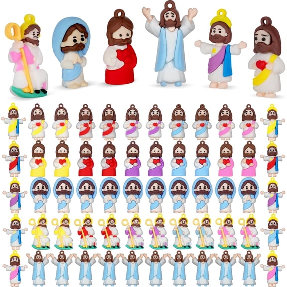 Little  Figures to Symbolize  Loves You, 60 count Mini  Figurines in  for  and Seek Religious Party Favors Sunday School Baptism Gifts