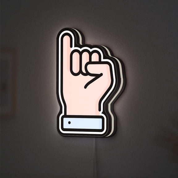 Little Finger 3D Novelty Light Box, Pinkie Gesture Wall Art, Unique Sign Language Decor (Width 8 inch, 20cm)