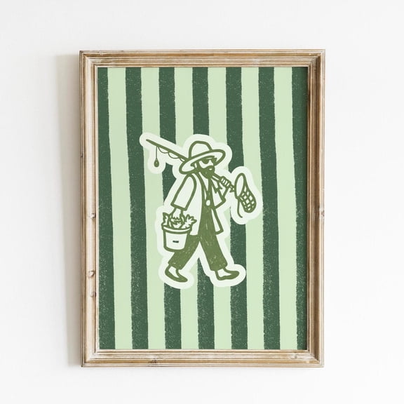 Little Fisherman Print Rustic Nursery Wall Art Unframed Paper Print