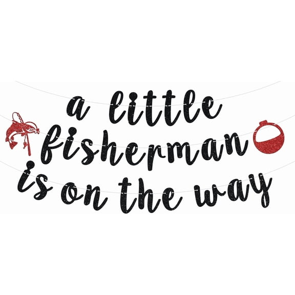 A Little Fisherman is on The Way Banner, Welcome Baby Decorations for Boy, Gone Fishing Baby Shower/First Bithday/Gender Reveal Party Decorations Supplies