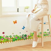 Little Flower Fence Daisy Butterfly Wall Decal Wall Stickers Art Decor for Nursery, Living Room, and Kindergarten Decor, Perfect for TV Sofa Background and Window