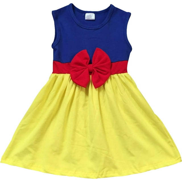 Little Flower Girl Kids Cute Sleeveless Bow Summer Party Flower Girl Dress Yellow 3T S 201280 BNY Corner
