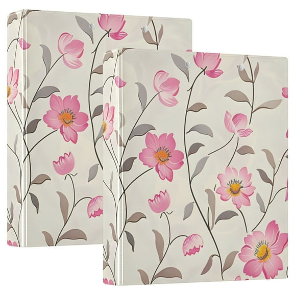 Little Flowers Floral 3 Ring Binders 1.5 inch Hardcover File Folders with Interior Pockets A4 Size Organizer for School Office Hospital