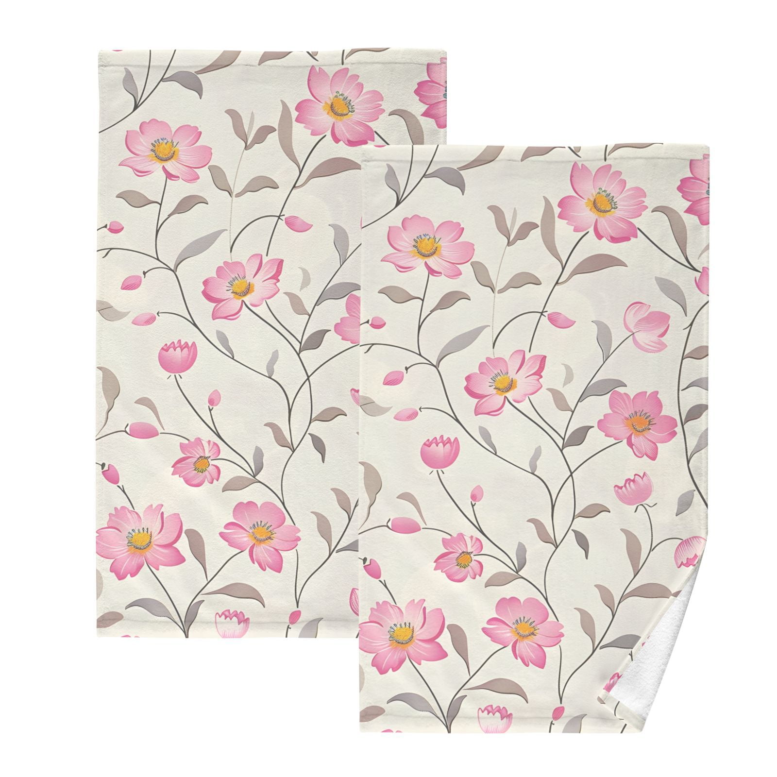Little Flowers Floral Hand Towels Cotton Bath Towels Large Face Towels Absorbent for Bathroom 2 Packs