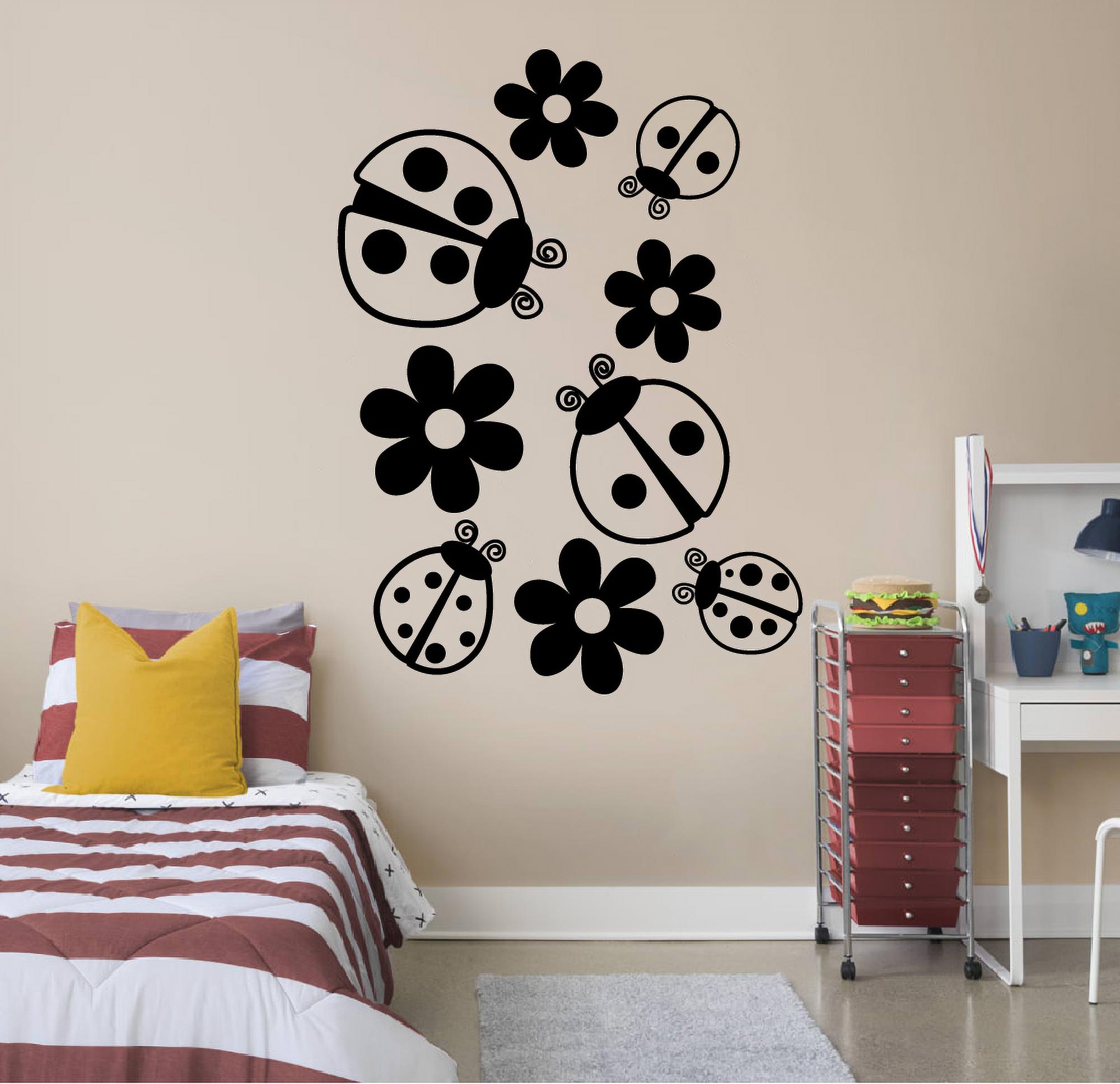 Little Flowers Ladybug Ladybugs Lady Bug Bugs Cute Animal Insect Vinyl Design Wall Sticker Art
