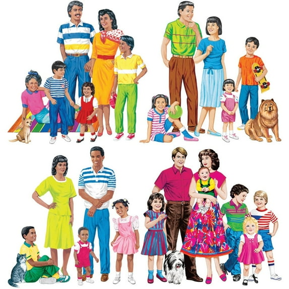 Learning Resources Multicultural Families Pre-Cut Flannelboard Set 4 Families 28 pieces LFV22211