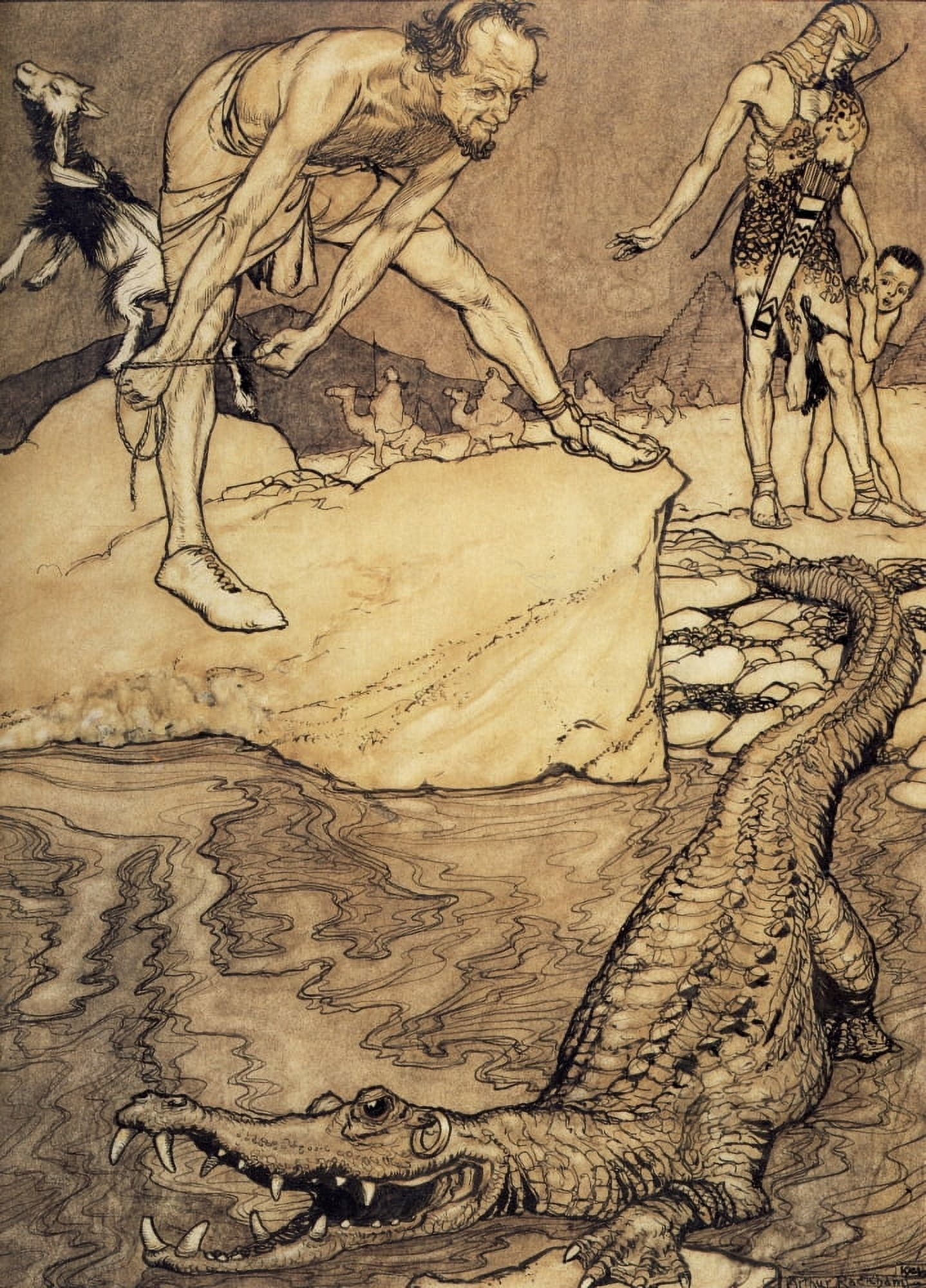 Little Folks 1901 The Sacred Crocodile Canvas Art - A Rackham (18 x 24)