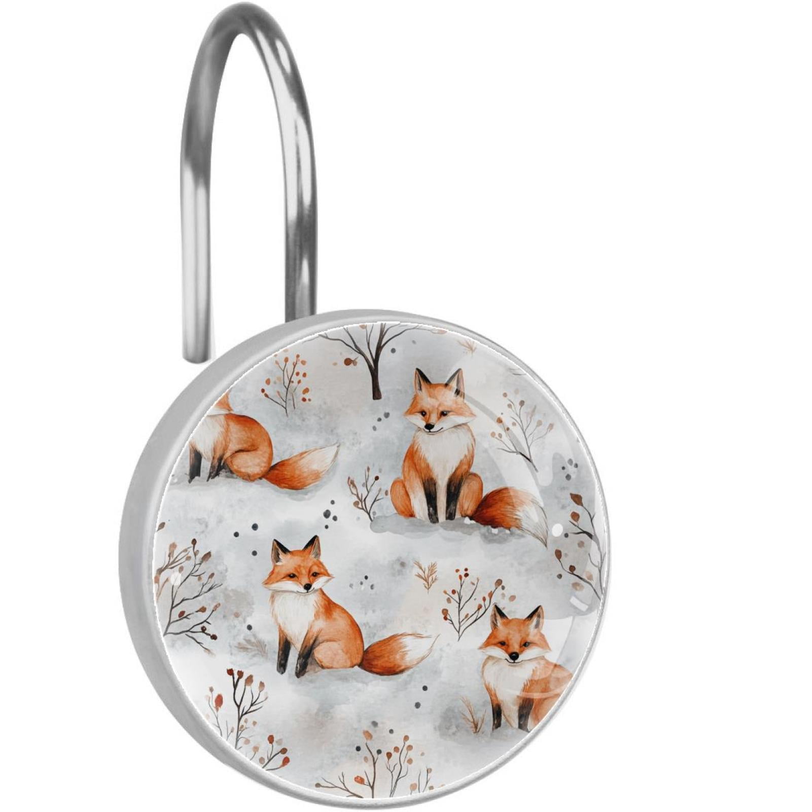 Little Foxes Shower Curtain Hooks Round Crystal Glass, Set of 12 Shower Curtain Rings - Shower Hooks for Curtain Shower Rings