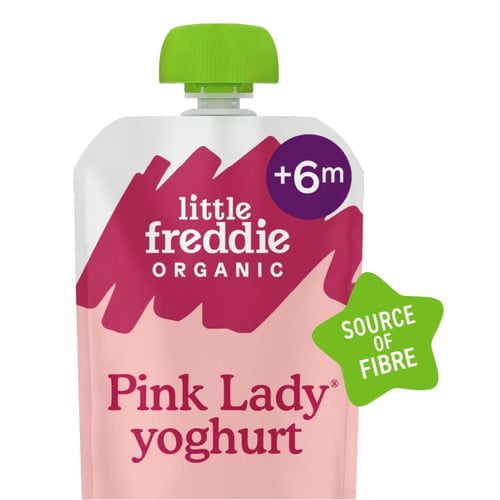 Little Freddie Organic Pink Lady Apple Yoghurt Baby Food Pouch 6+ Months 100g, British Import (Pack of 3)