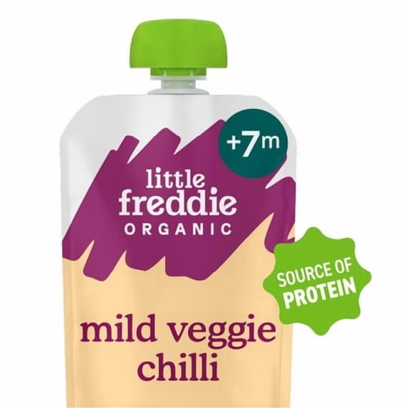 Little Freddie Organic Veggie Chilli, Beans & Lentils Baby Food Pouch 6m+ 130g, British Import (Pack of 2)