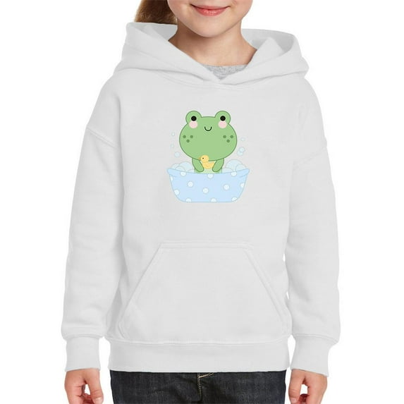 Little Frog Taking Bubble Bath Hoodie Juniors -Image by Shutterstock, Large
