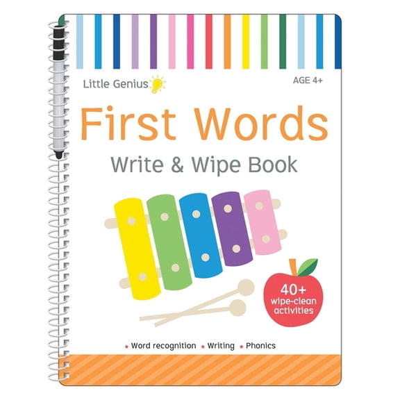 Little Genius First Words: Write & Wipe Activity Book: 40+ Pages of Wipe-Clean Activities, (Spiral-Bound)