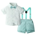 thumbnail image 1 of Little Gentleman Outfits for Boys Summer Wedding Collared Shirt Suspender Shorts Bowtie School Formal Short Set 4 Years, Mint Green, 1 of 7