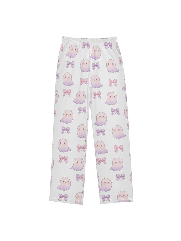 Little Ghost Bow Pajama Pants Soft and Lightweight Elastic Waistband Pajama Pants