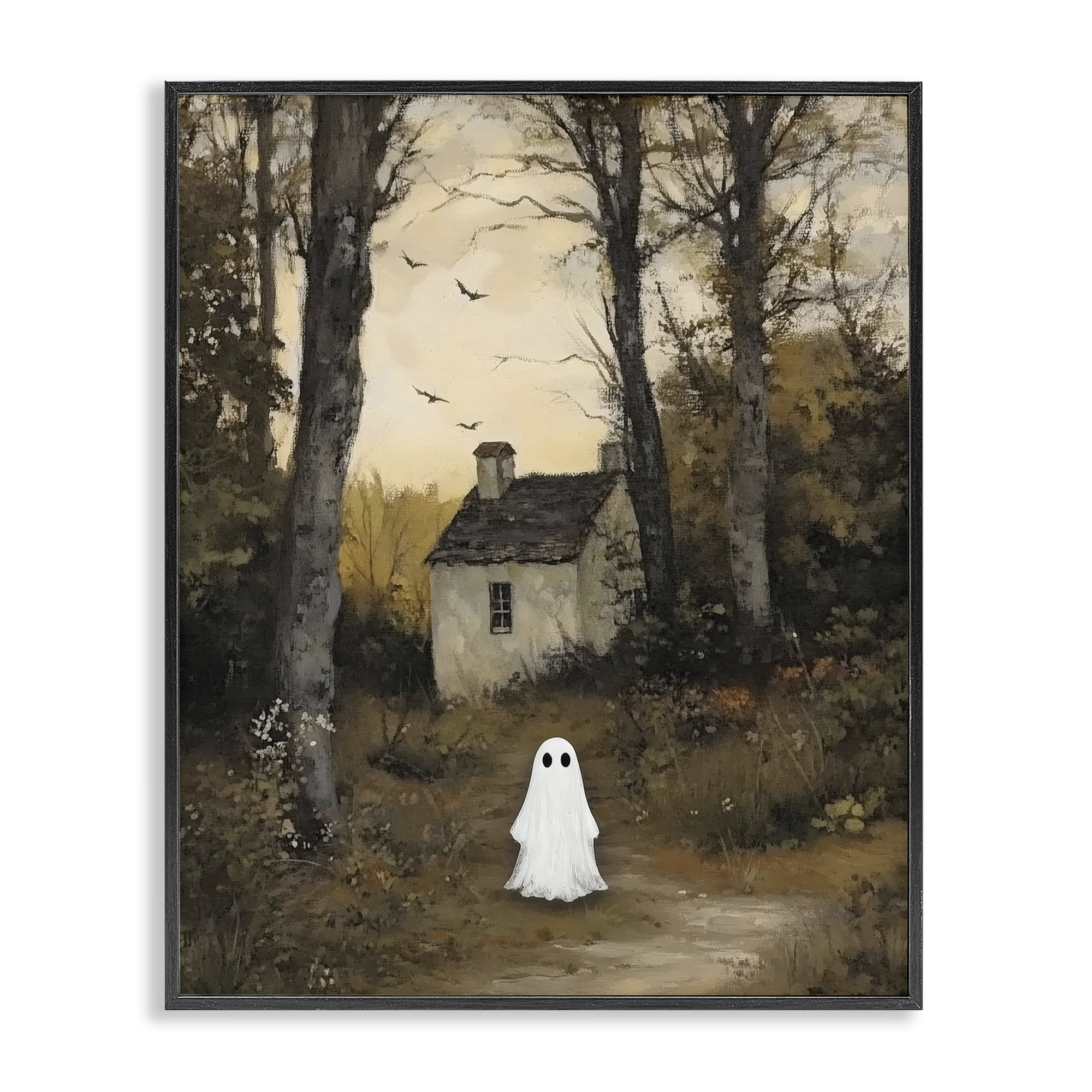 Little Ghost in Cottage Forest Black Framed Giclee Art, design by Arlington Prints