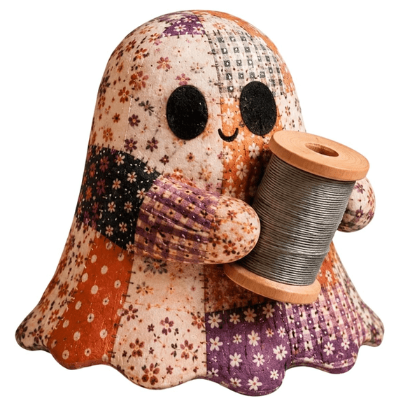 Little Ghost’s Cozy Halloween DIY Patchwork Kit, Cute Cottage Ghost Sewing Kit with Full Accessories, Relaxing Hand Quilting Project for Adults Teens (Ghost Sewing Room)