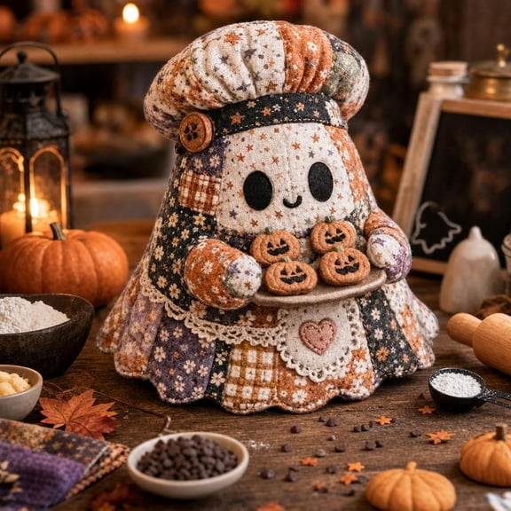 Little Ghost’s Cozy Halloween DIY Patchwork Kit, Cute Ghost Plush Sewing Craft Kit with Pre-Cut Fabrice, 6 Styles Doll Making Set, Handmade Decor Ornament Gift for Craft Lovers