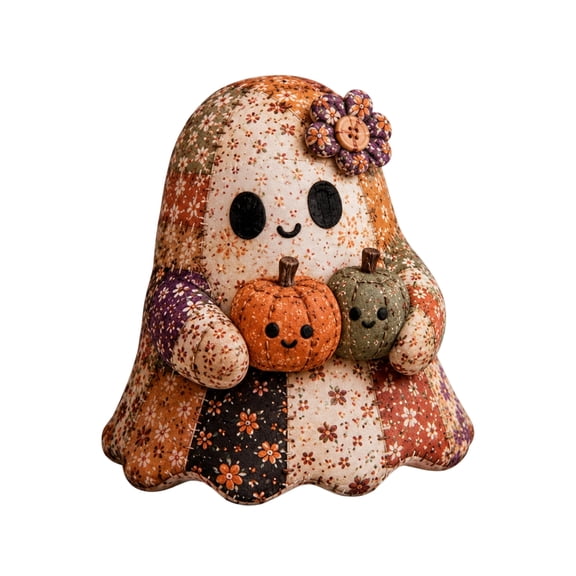 Little Ghost's Cozy Halloween DIY Patchwork Kit, Cute Ghost Plush Sewing Craft Set for Adults Beginners