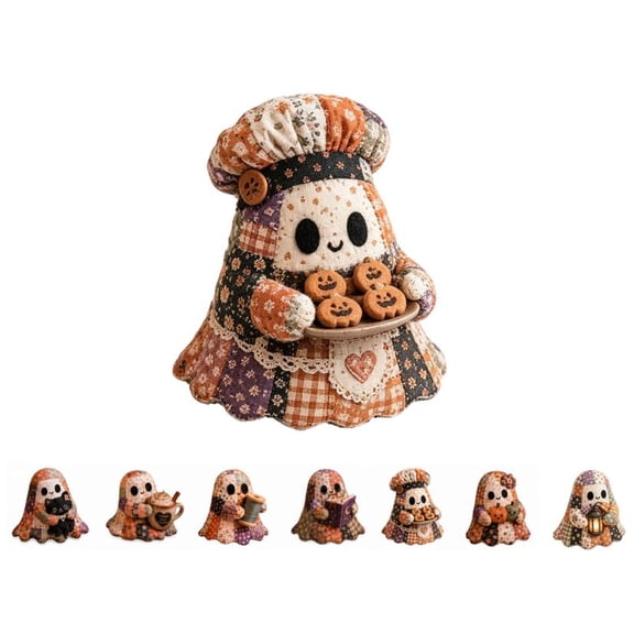 Little Ghost’s Cozy Halloween DIY Patchwork Kit – Great for Cat Moms & Pet-Themed Fall Displays (Ghost Baker)