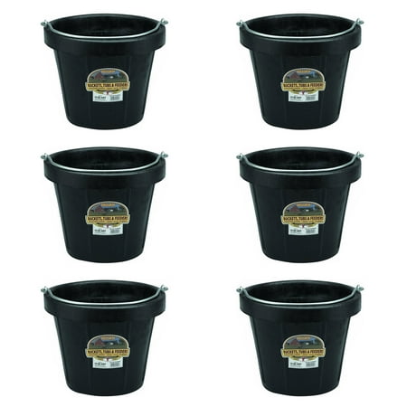 Little Giant 12 qt Flexible All-Purpose Rubber Bucket w/ Steel Handle (6 Pack)