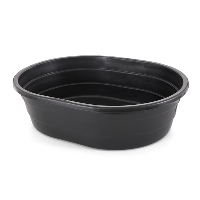 Little Giant 15 Gal Poly Plastic Oval Stock Water Tank Trough, Black (2 Pk)