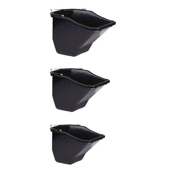 Little Giant 20 Quart Plastic Flat Back Livestock Feed Bucket, Black (3 Pack)