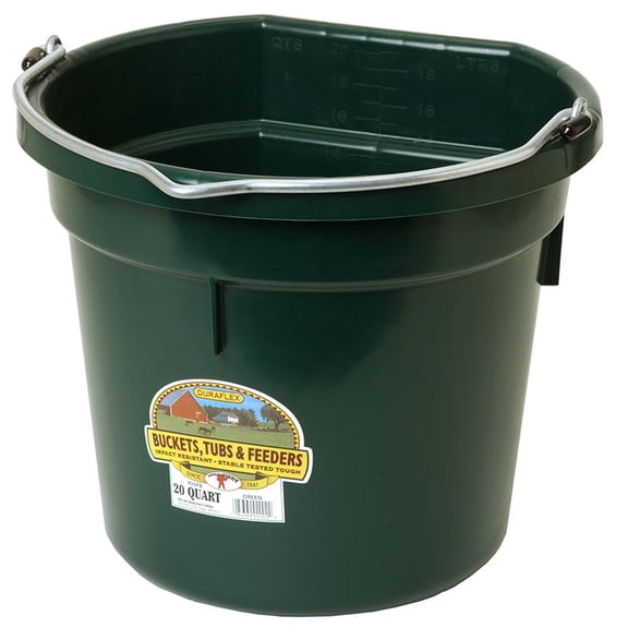 Miller Manufacturing P20FBGREEN Flat Back Bucket for Dogs and Horses, 20-Quart, Green