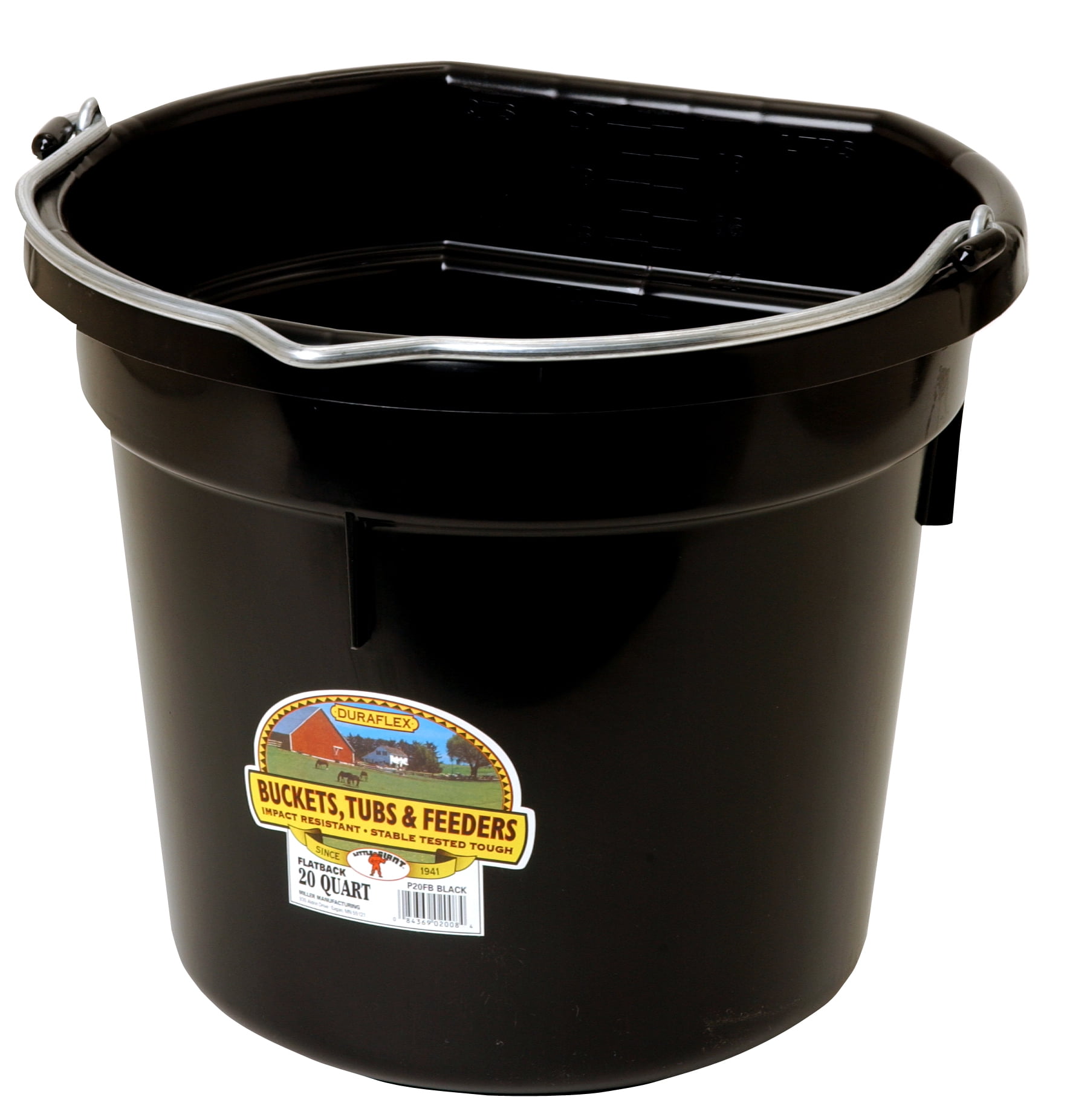 Little Giant 20Qt Flatback Plastic Bucket Black - Walmart.com
