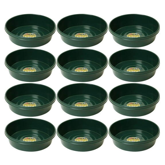 Little Giant 3 Gallon Flat Farm Livestock Feed Utility Pan, Green (12 Pack)