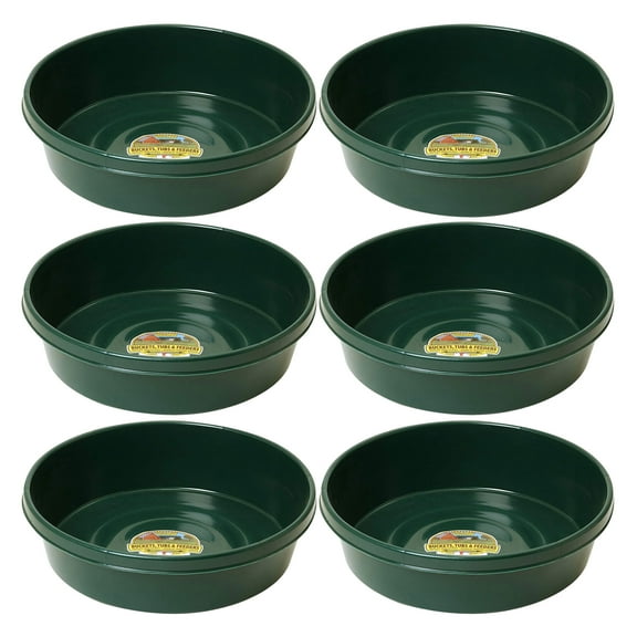 Little Giant 3 Gallon Flat Farm Livestock Feed Utility Pan, Green (6 Pack)