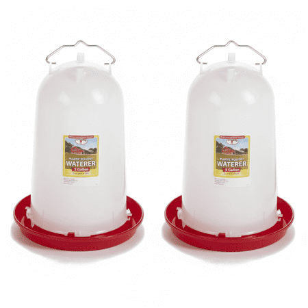 Little Giant 3 Gallon Poultry Drinker 2-Pack Gravity Fed Chicken Waterer Red Base