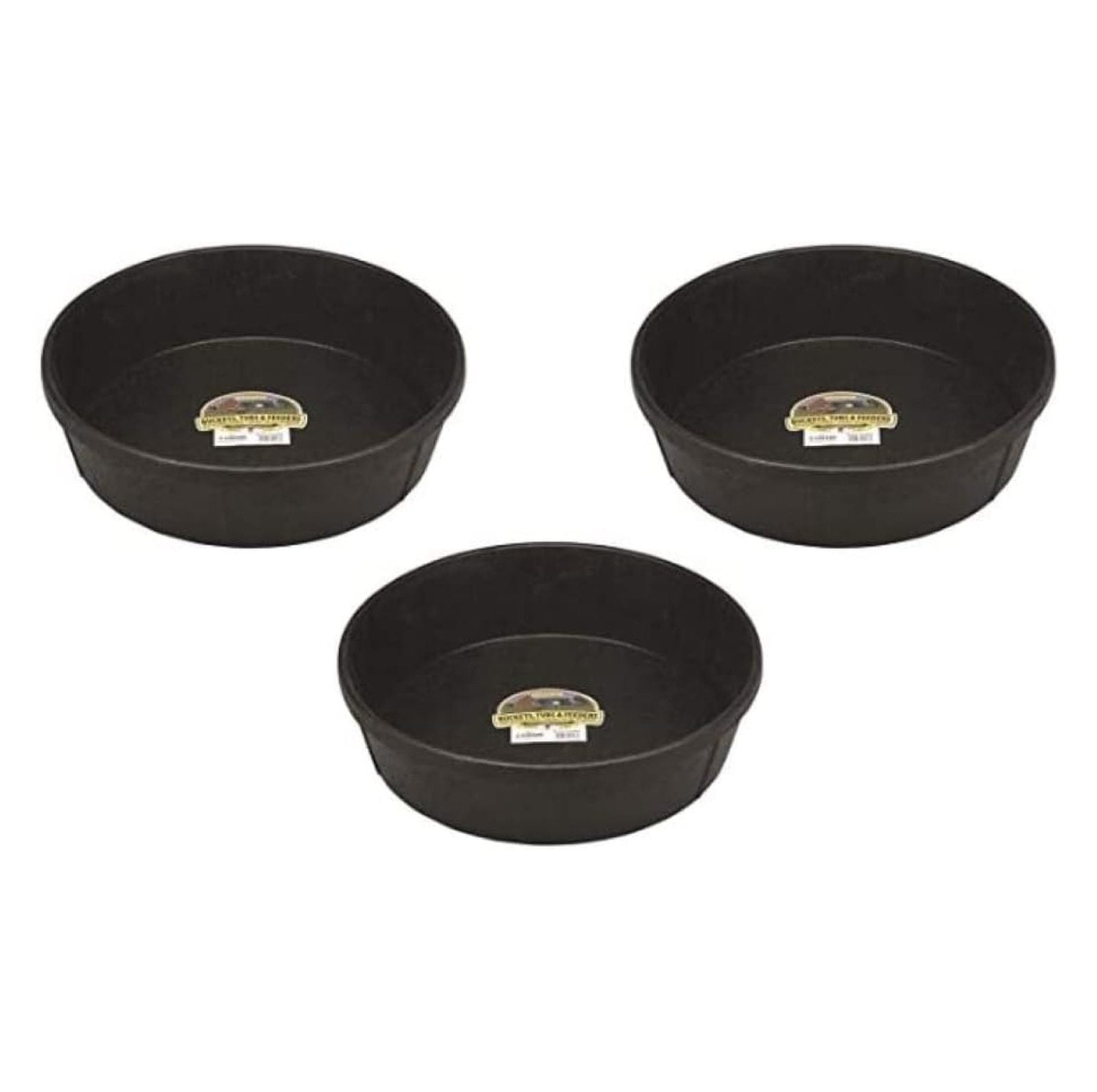 Little Giant 3 Pack of Corded Rubber Feed Pans, 3 Gallon Capacity Each, for Horses, Sheep, Goats