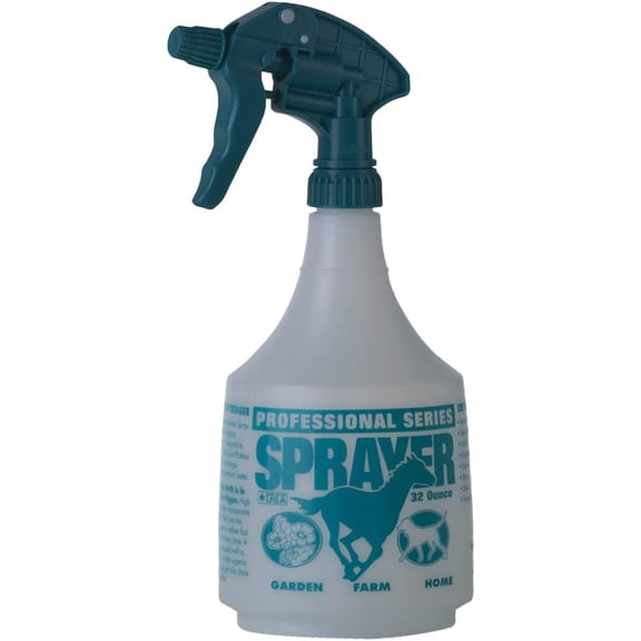 Little Giant 32 Ounce Plastic Spray Bottle With Teal Adjustable Nozzle
