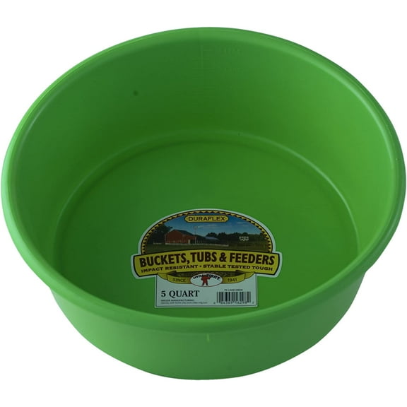 Little Giant 5 Quart Heavy Duty Plastic Green Utility Pan For Livestock Feeding