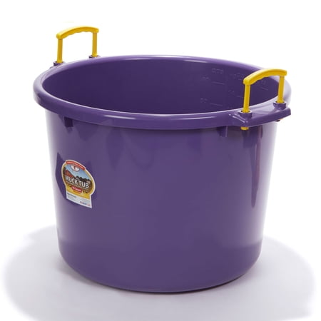 Little Giant 70 Quart Durable Plastic Utility Muck Tub with Handles, Purple